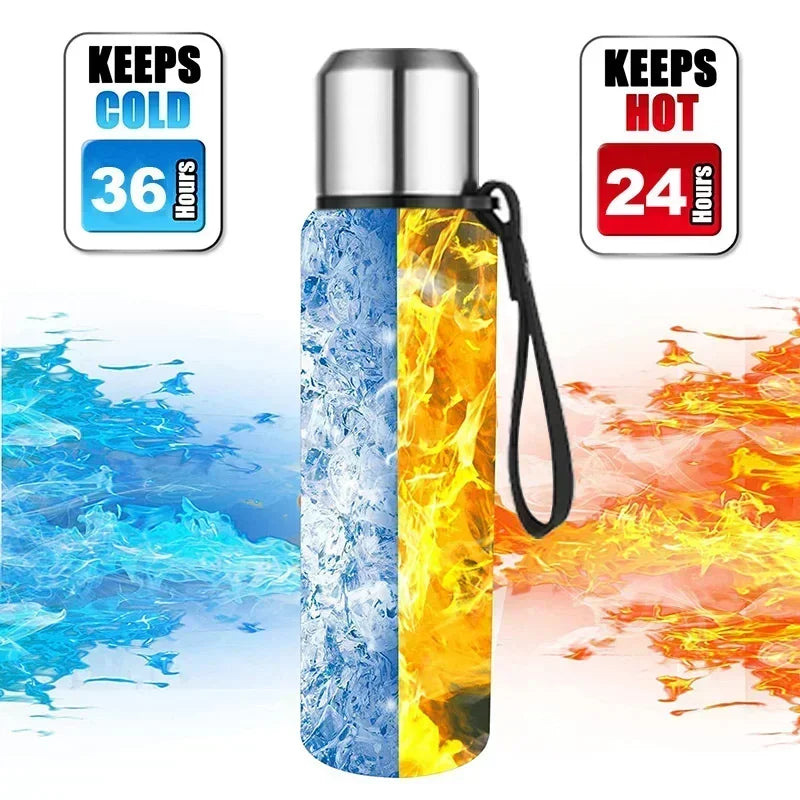 Portable Stainless Steel Thermos Large Capacity Vacuum Flask Insulated Tumbler with Rope Thermo Bottle 500/700/1000/1500ml