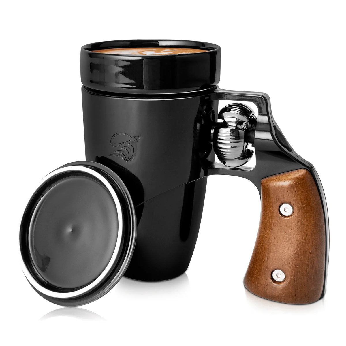 16 oz Black Revolver-Style Coffee Mug, Novelty Dad Gift for Father’s Day, Birthday Gift for Men and Father